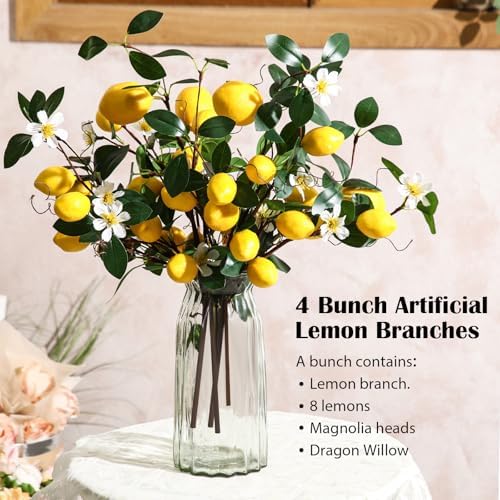 Giegxin 4 Pack Artificial Lemon Branches 189 Inch DIY Decor