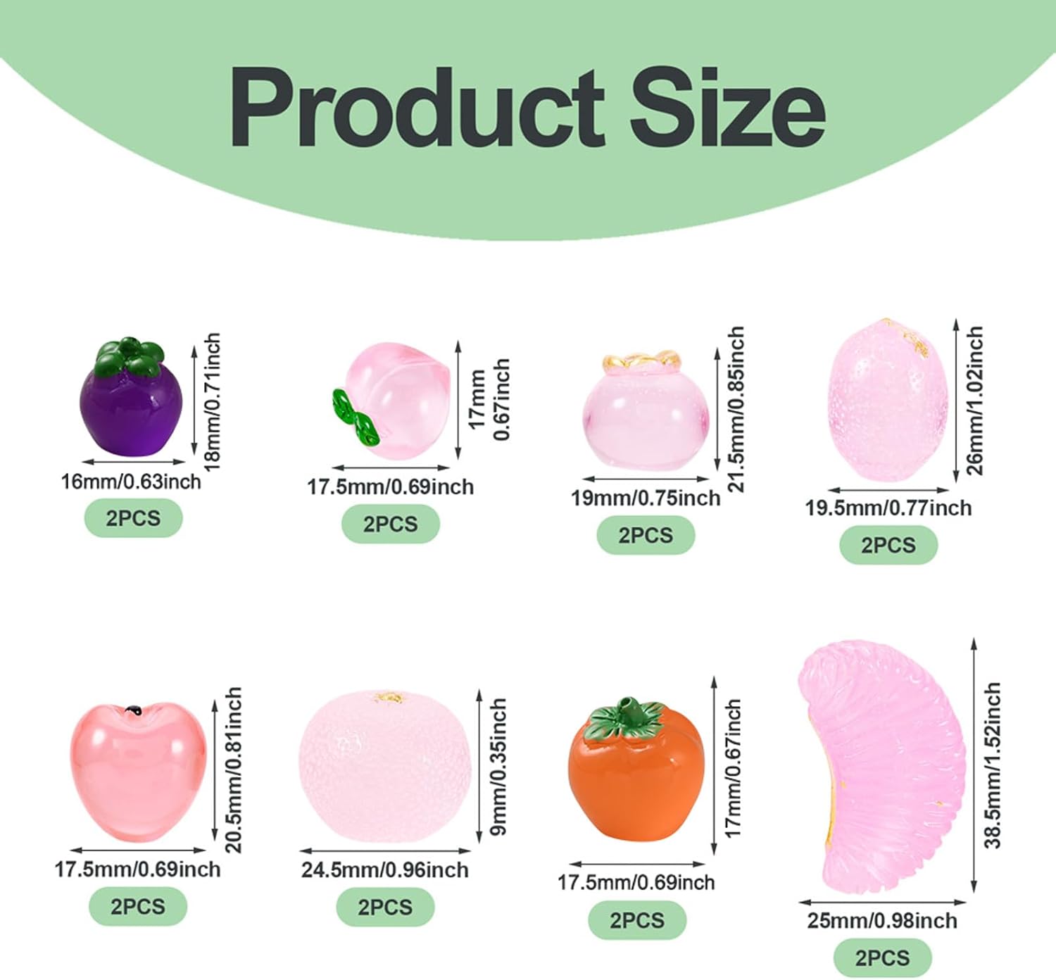 16Pcs Glow in The Dark Mini Pink Fruit Decorations