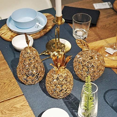 Crystal Pear Ornament with Gold Rings and String Light