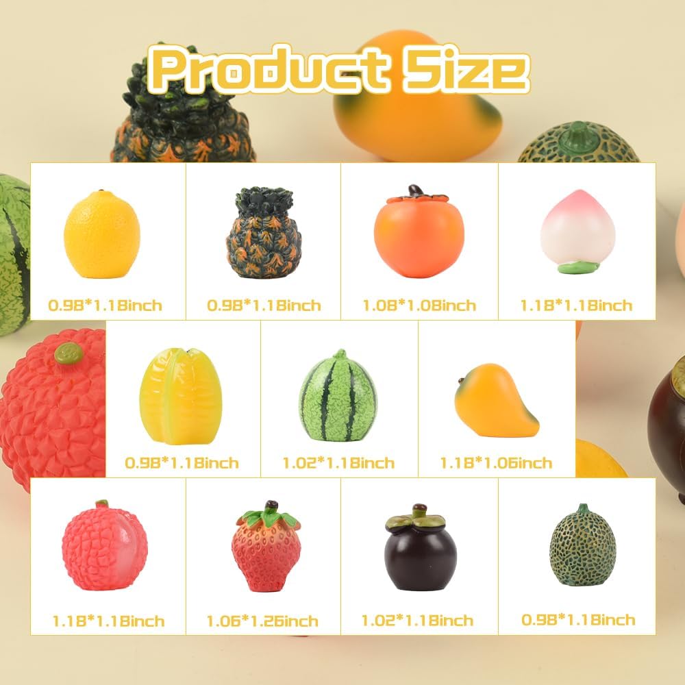Mini Mixed Fruits 11Pcs Resin Decor Figurines