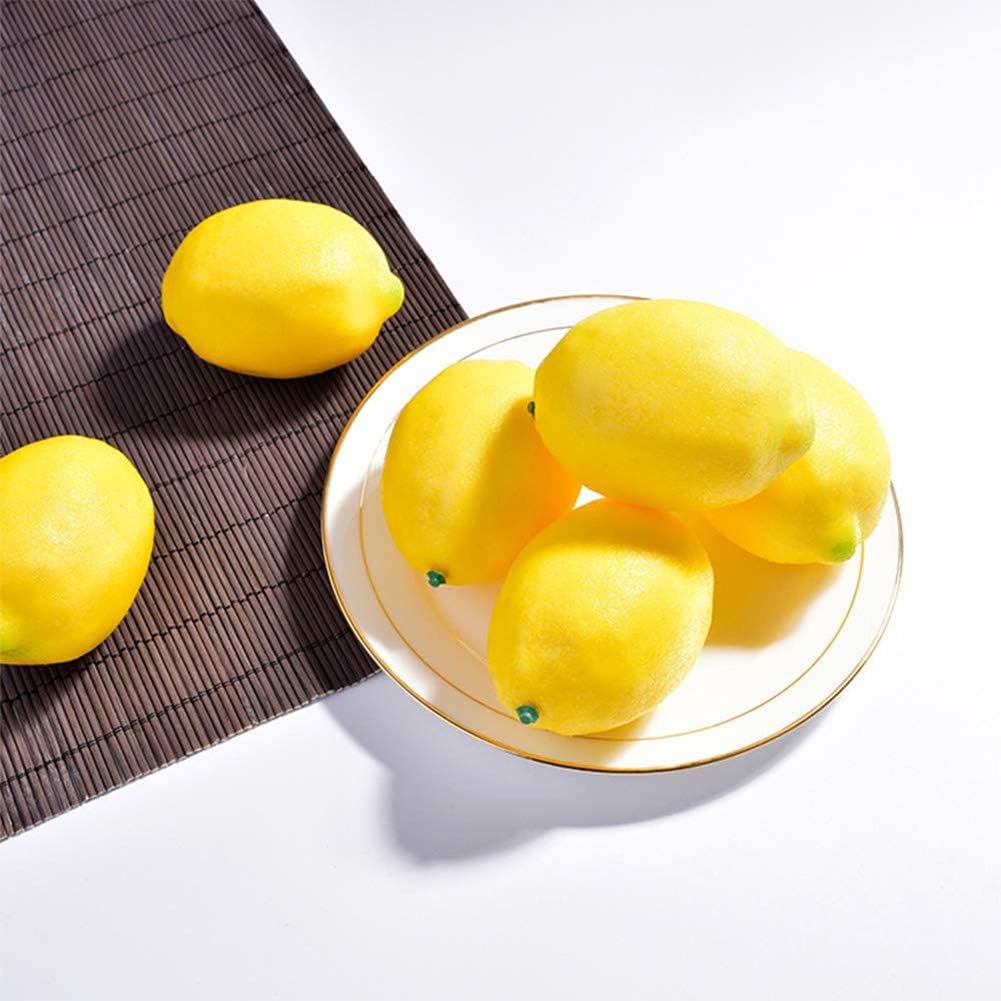 KABAKE Faux Yellow Lemons Artificial Fruit 10 Pack