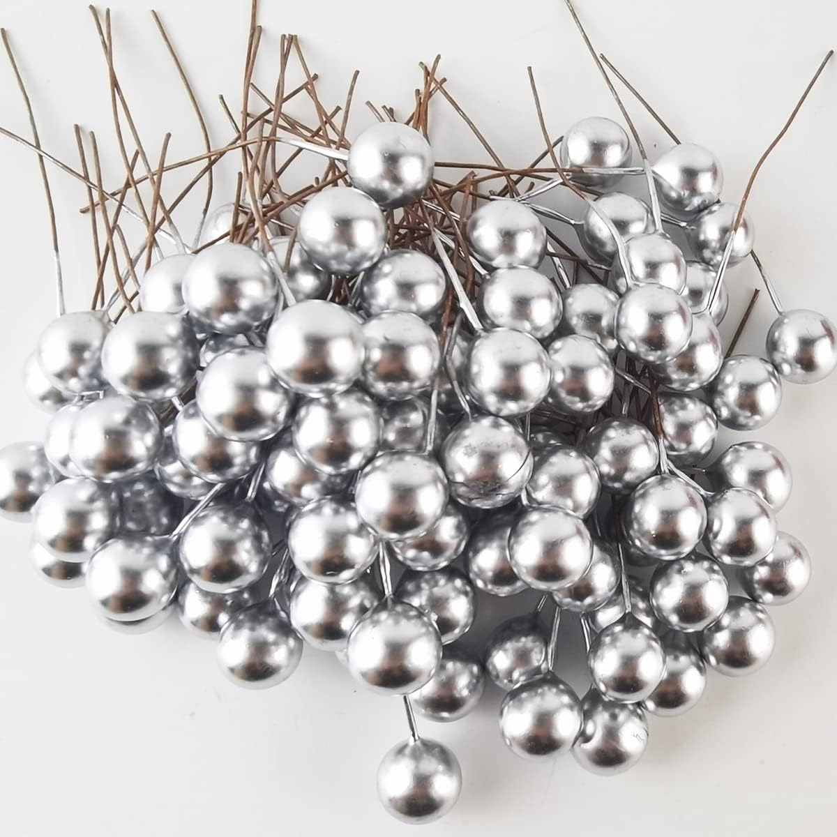 GXXMEI 300PCS Artificial Holly Berries Silver