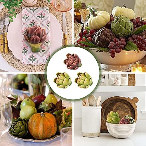Luckforest Artificial Artichokes Decor Set of 3 Green Red