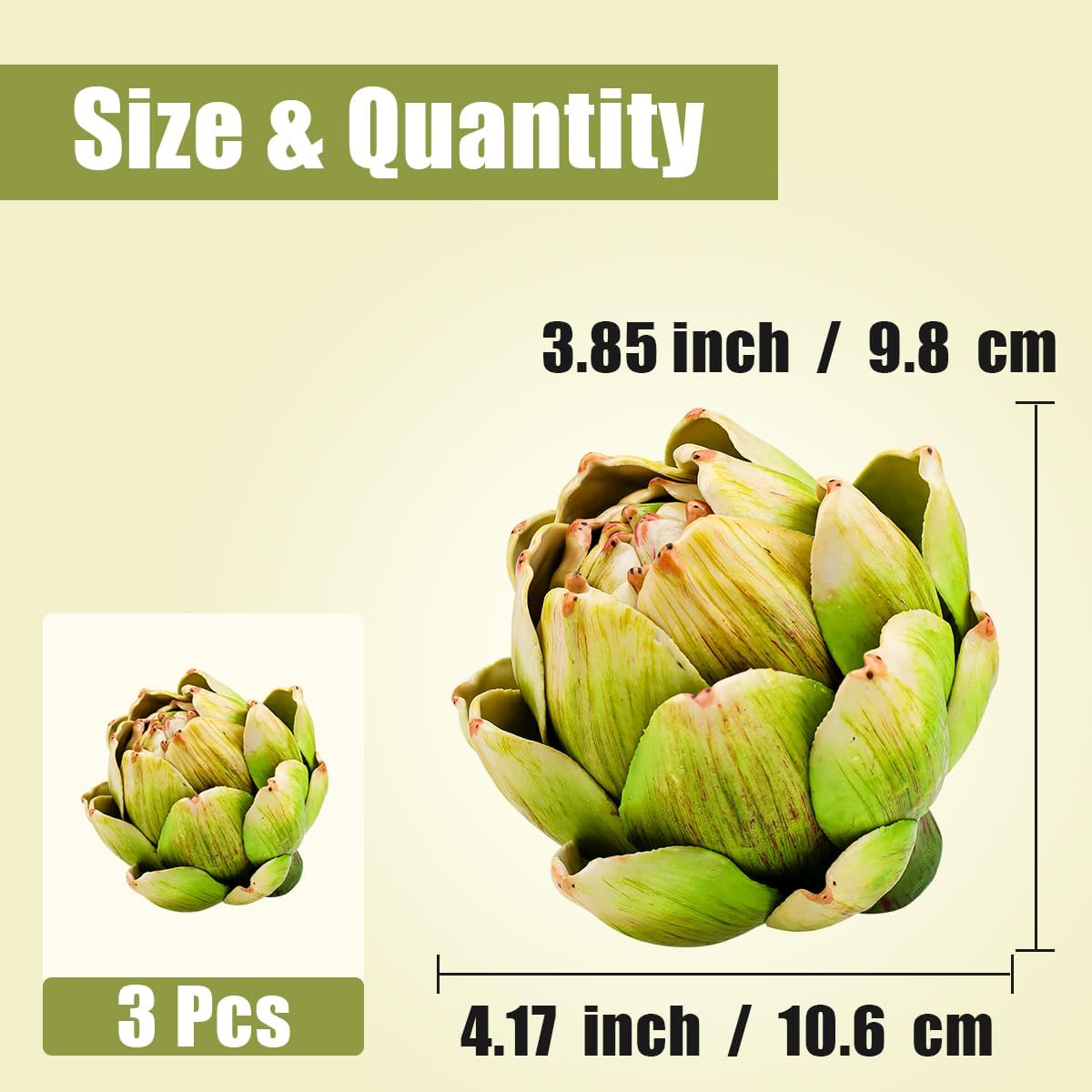 3pcs Large Faux Artichokes Home Decor Green Vase Fillers