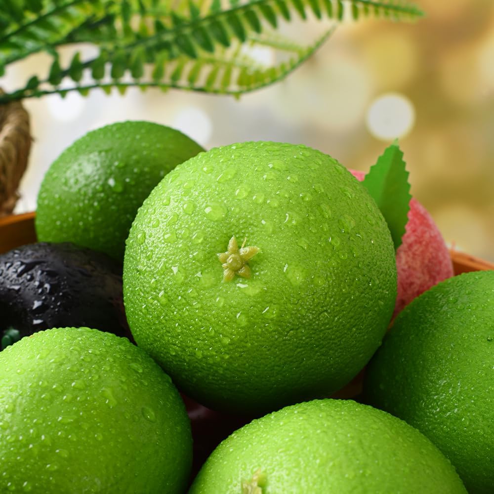 6 Piece Artificial Oranges Set Realistic Green Decor