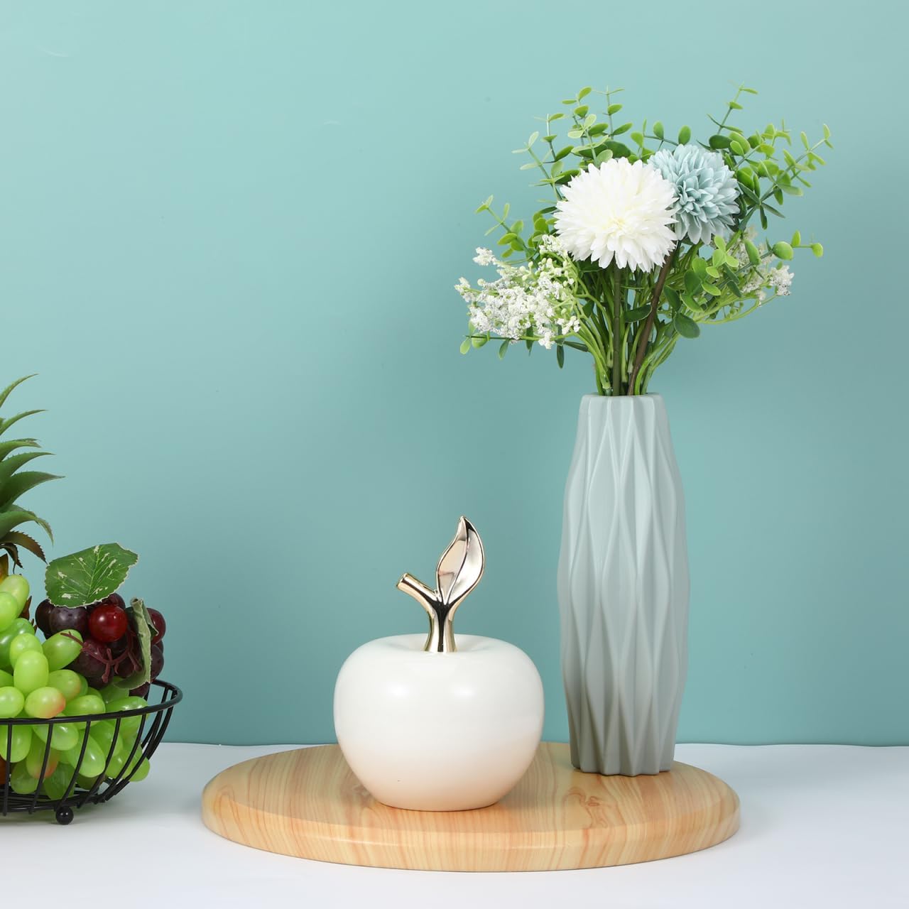 Ceramic Apple Figurine Decorative Miniature Ornament for Home