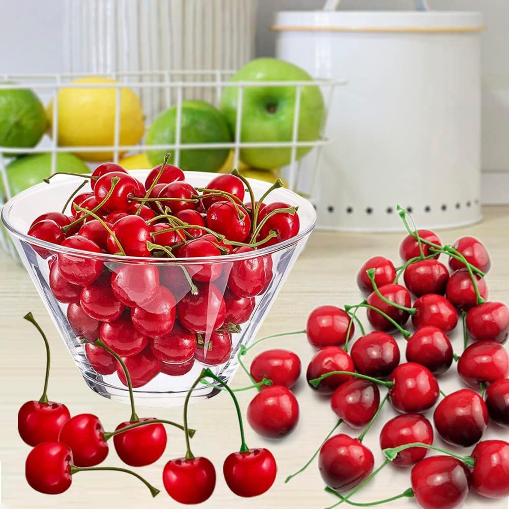 100PCS Artificial Cherry Lifelike Foam Fruit Decor