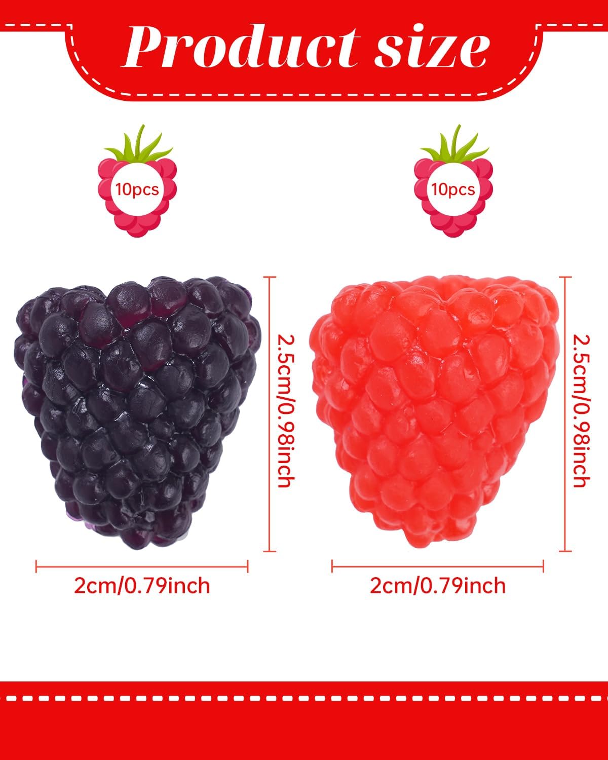 20 Pieces Artificial Raspberry for Decor and Photo Props