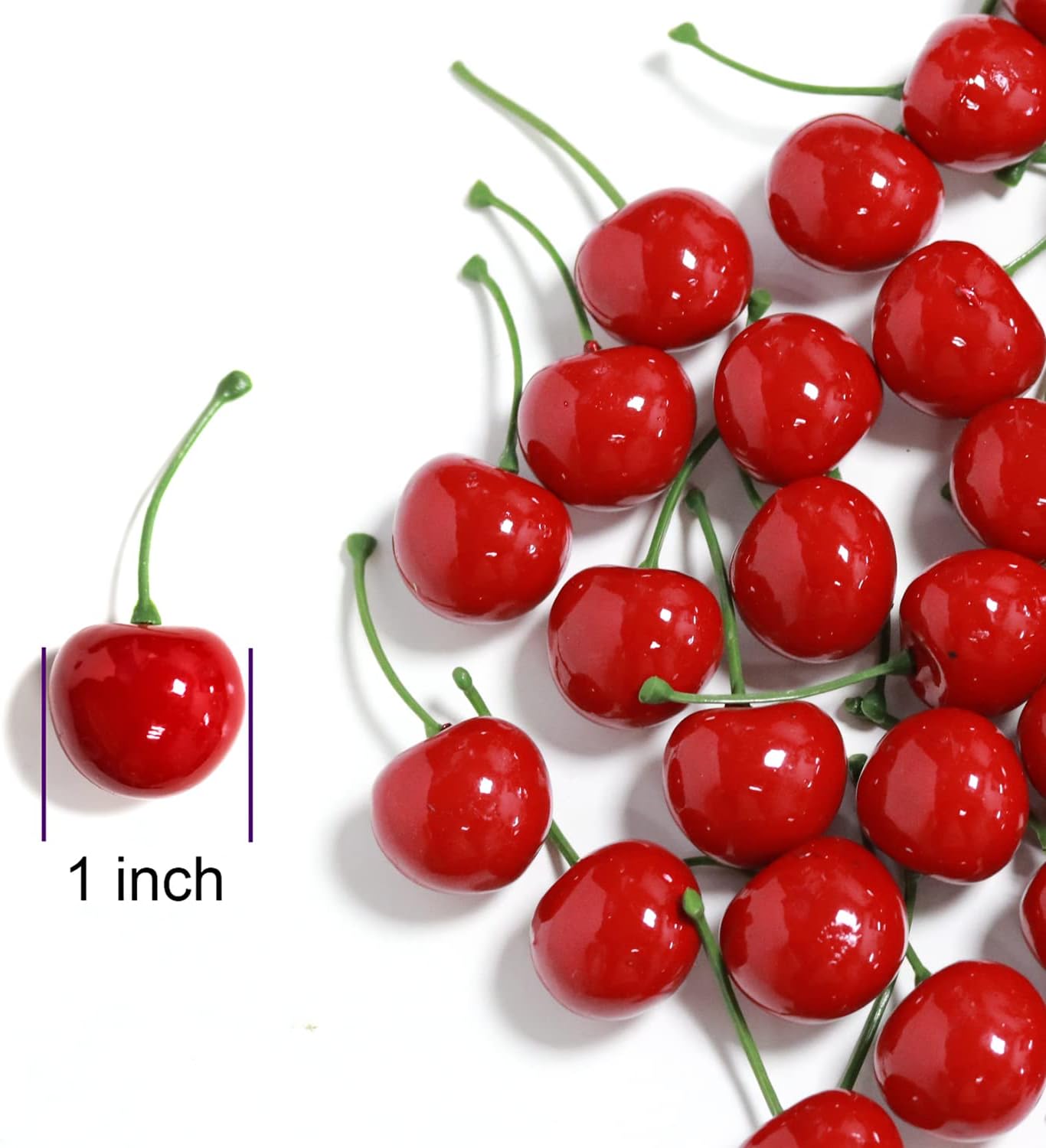 50Pcs Red Artificial Cherries for Decor and Crafting
