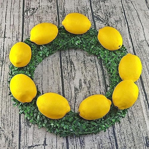 GSHLLO 4 Pcs Artificial Yellow Lemons Realistic Faux Lemon Vase Filler