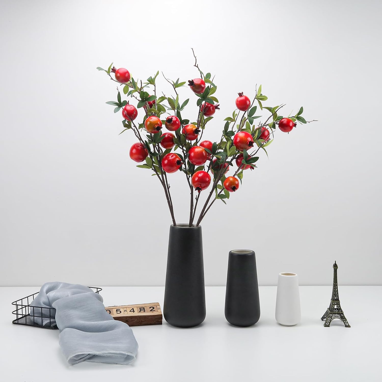 Gresorth Artificial Pomegranate Branches 3pcs Lifelike Decoration