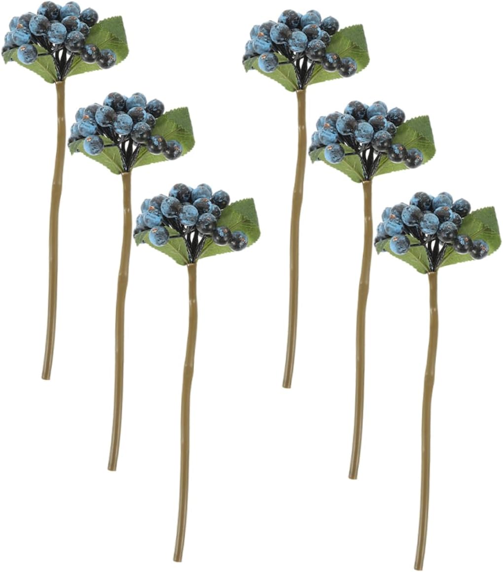 Toyvian 6Pcs Lifelike Red Berry Stems for Holiday Decor