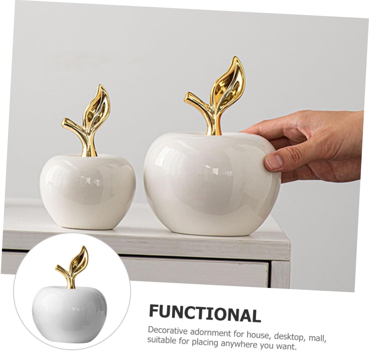 Ceramic Apple Christmas Decor Fruit Statue Ornament