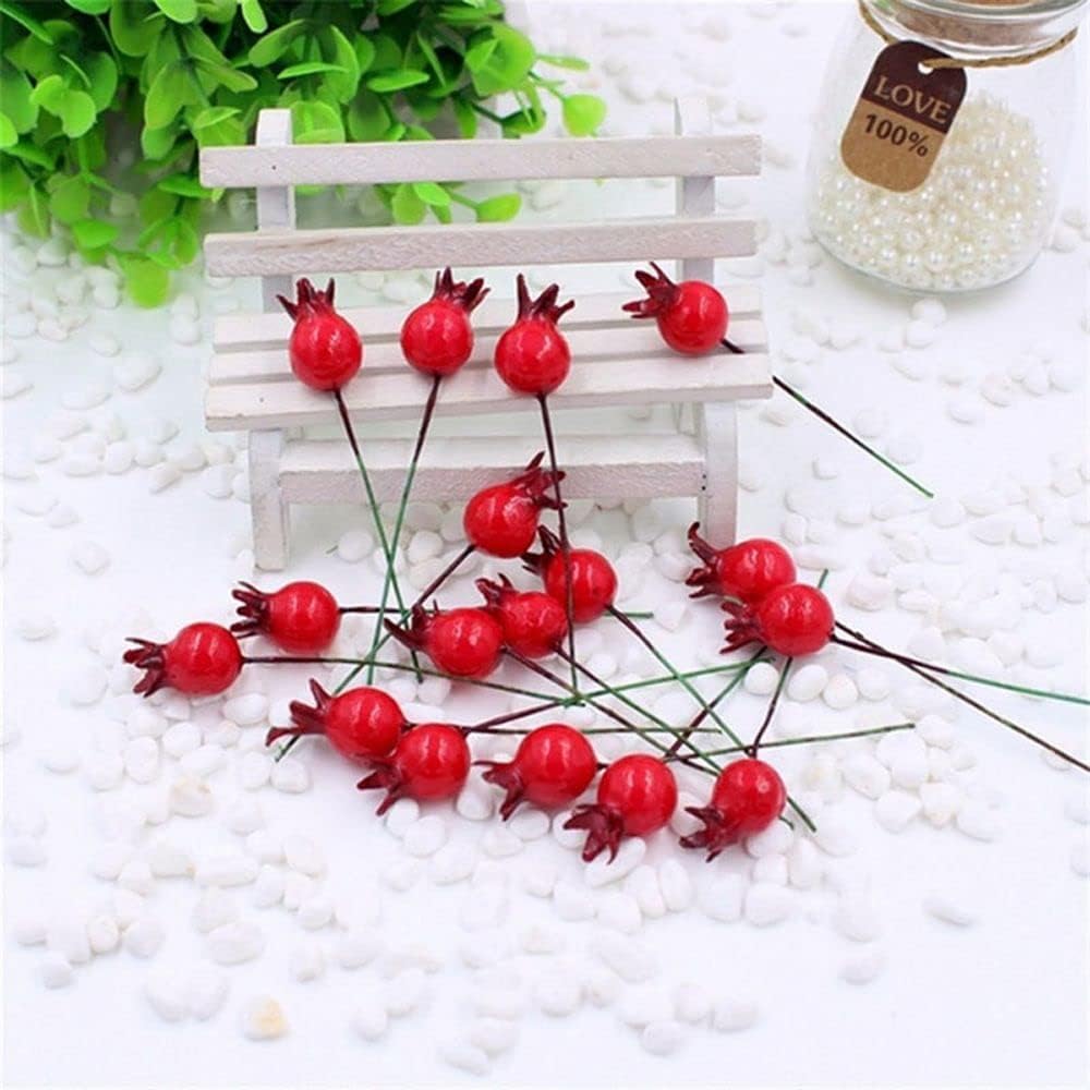 20 Pcs Artificial Fruit Mini Fake Pomegranate Decor on Wire