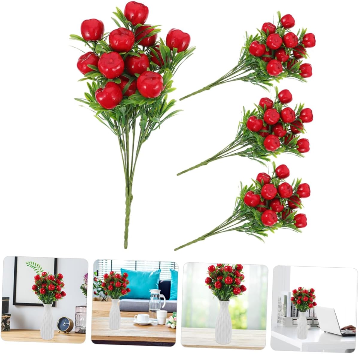 Unomor 4Pcs Artificial Fruit Branches for Home Decor