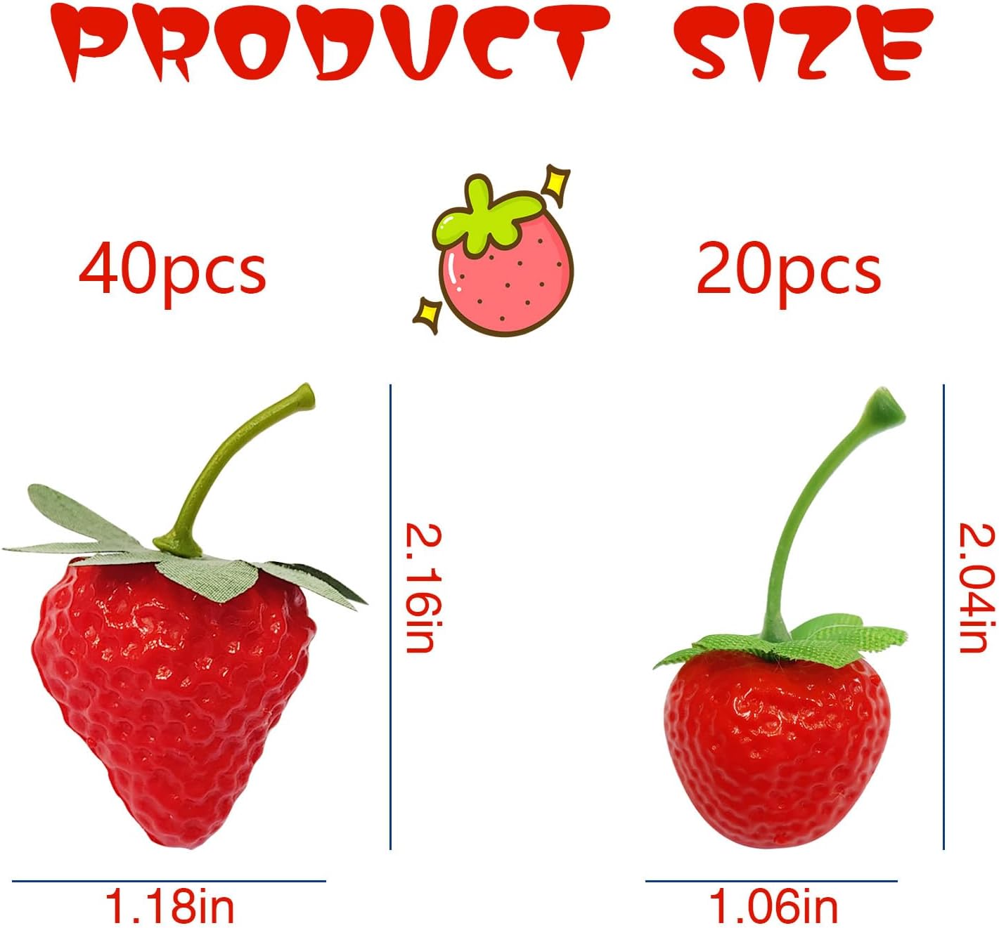 60PCS Artificial Strawberries Kitchen Decor Lifelike Display Props