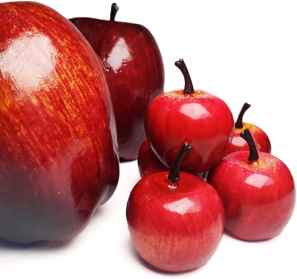 20 Pcs Artificial Red Delicious Apples for Home Decorations