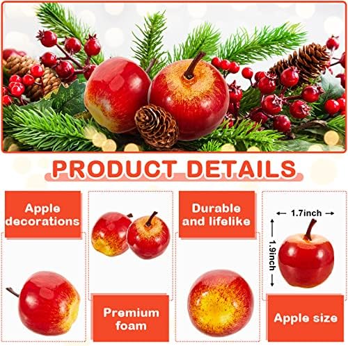 Dingion 16 PCS Artificial Red Apple Decorations