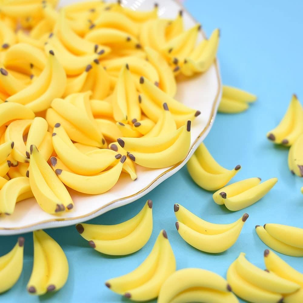 35Pcs Yellow Mini Plastic Artificial Bananas for Decor