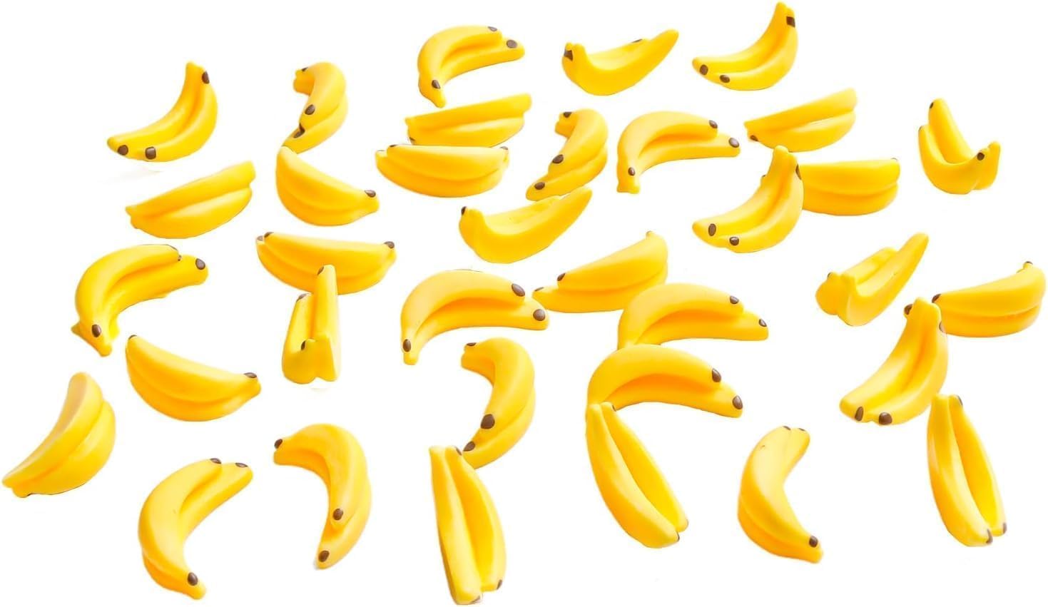 35Pcs Yellow Mini Plastic Artificial Bananas for Decor