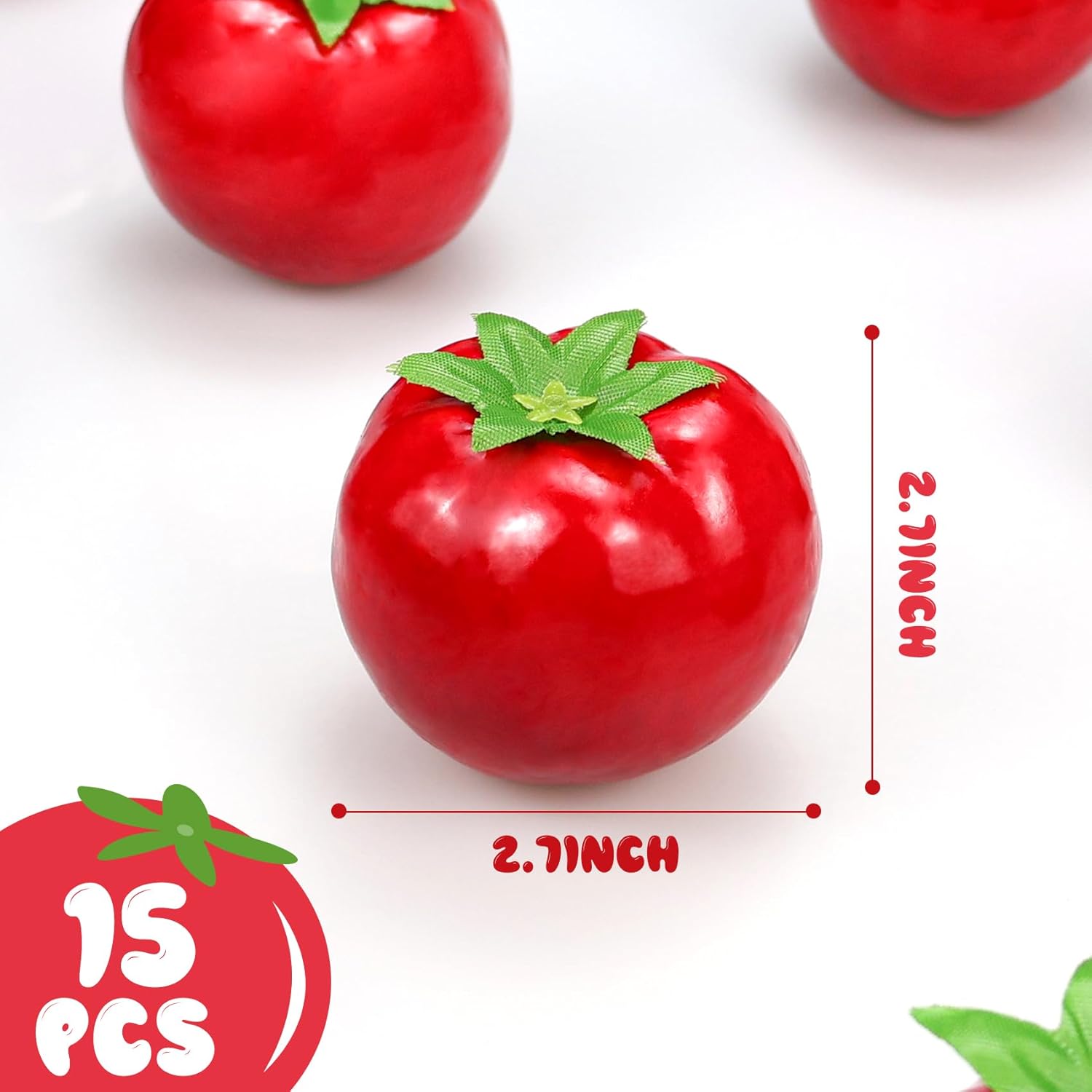 Lorigun 15 Pcs Artificial Red Tomatoes for Decor
