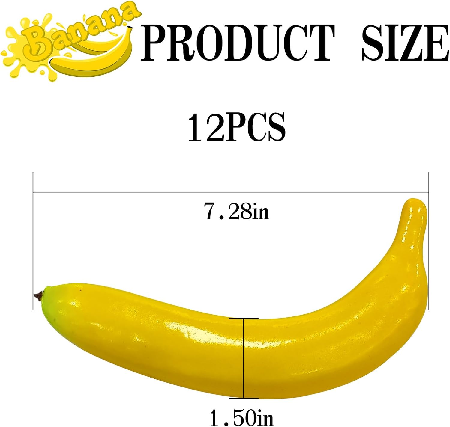 12Pcs Artificial Yellow Bananas Lifelike Decor