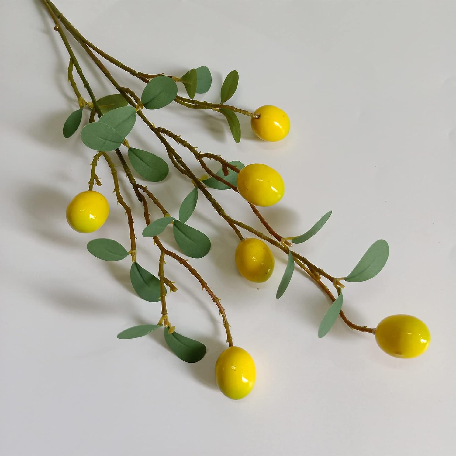 6Pack Artificial Lemon Branches Vivid Yellow Home Decor