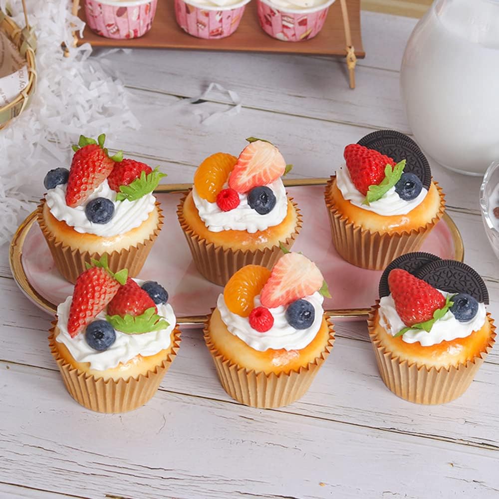 6PCS Artificial Cake Simulation Realistic Cupcake Display Prop