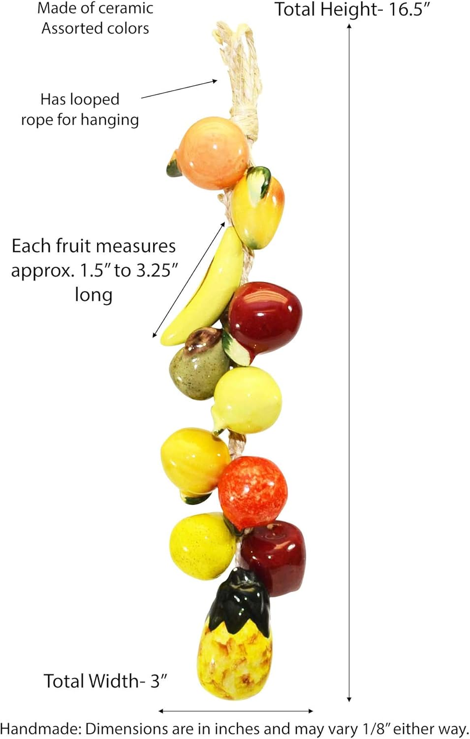 Laredo Small Ceramic Fruit String 165 Inch 11 Fruits