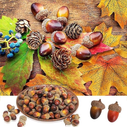 50 Piece Artificial Acorns for Fall Decor