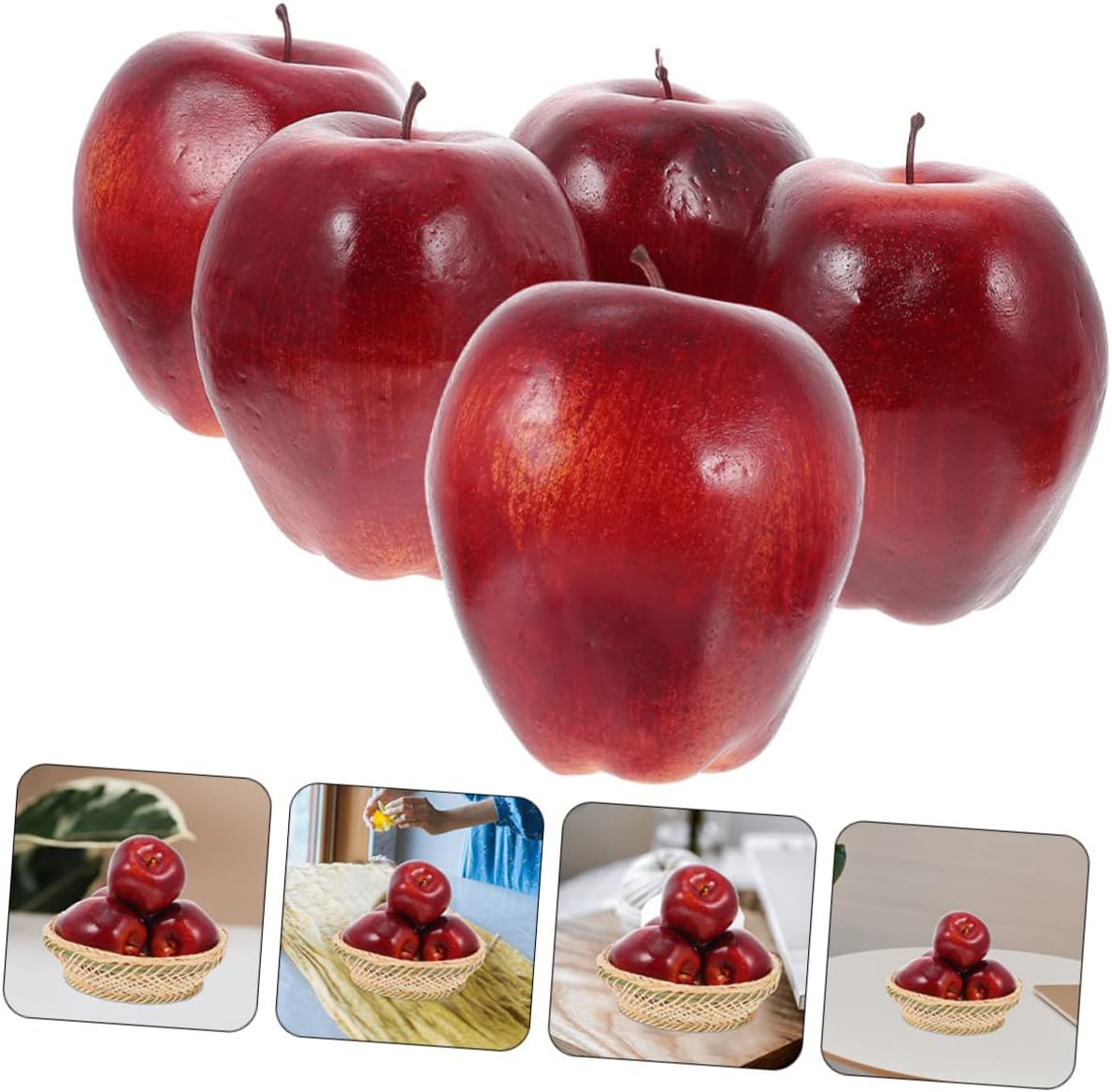 BESPORTBLE Artificial Red Apples 5Pcs Decorative Fruits