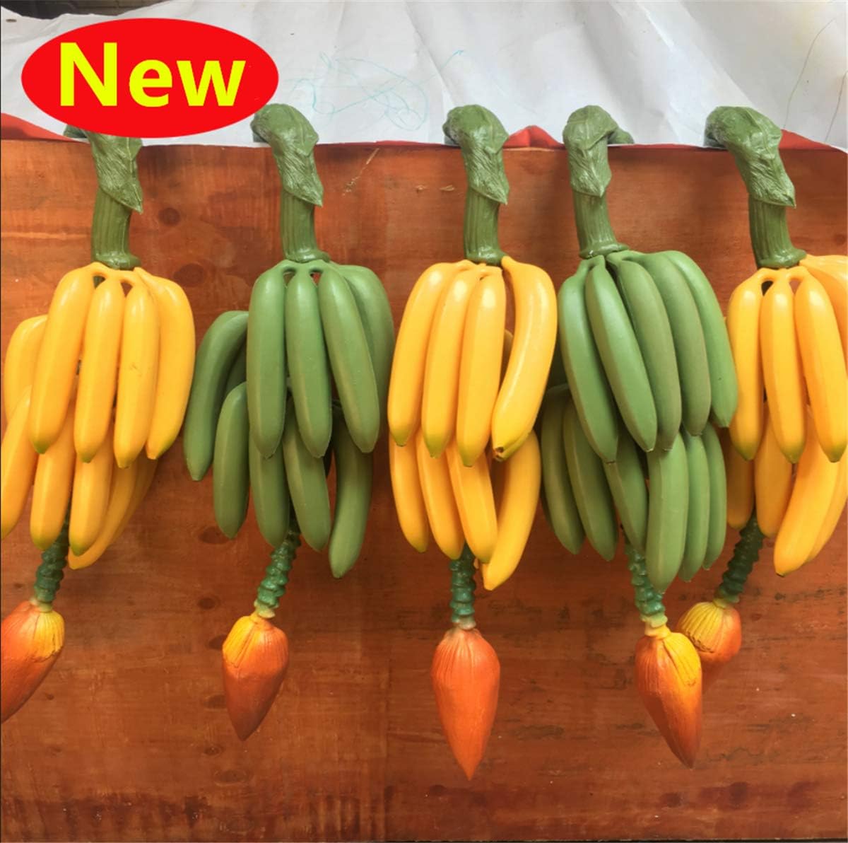 Zzooi Artificial Banana Cluster with Stem and Bud Green