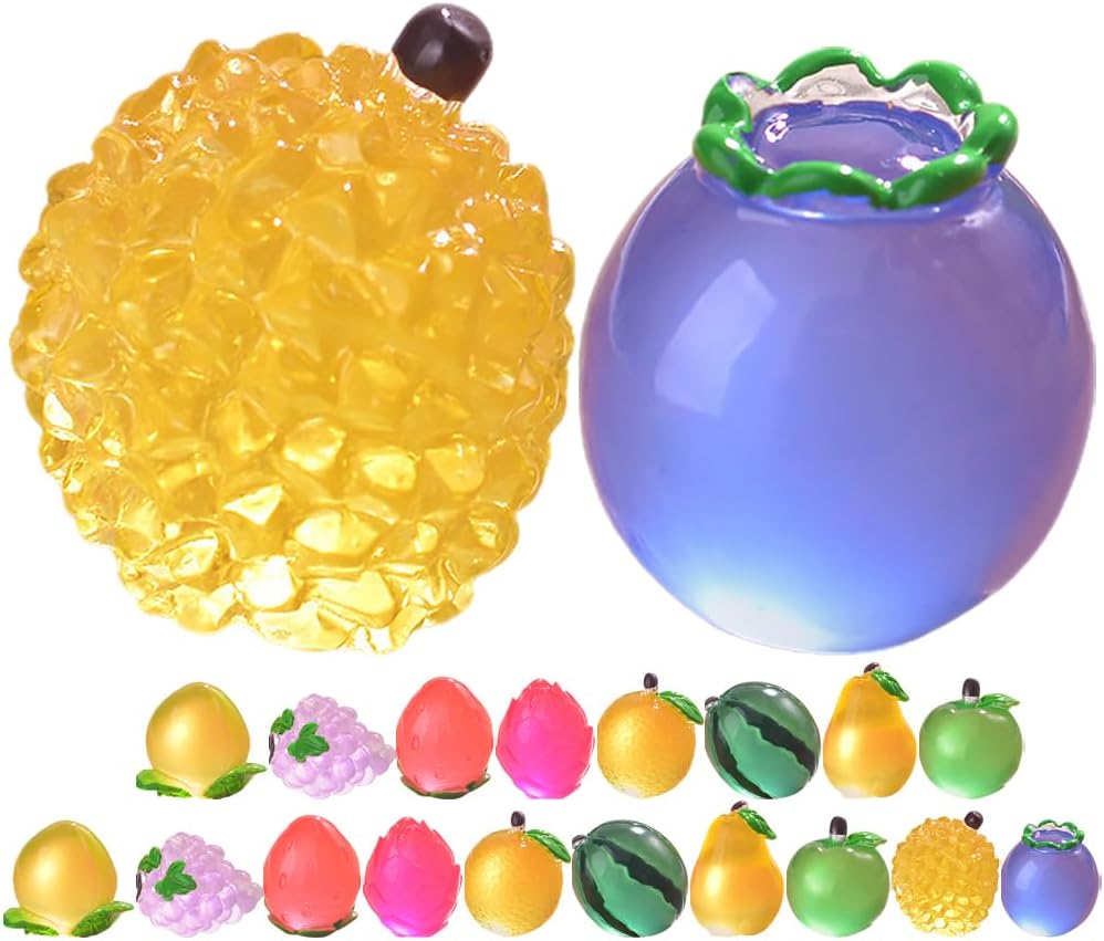 SUPVOX 20Pcs Luminous Mini Fruit Figurines for DIY Crafts