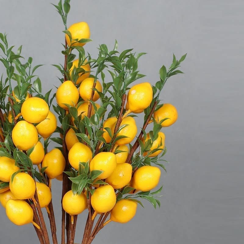 6Pcs Fake Fruit Lemons Branch 236 Inch Lifelike Artificial Lemon Decor for Home and Kitchen