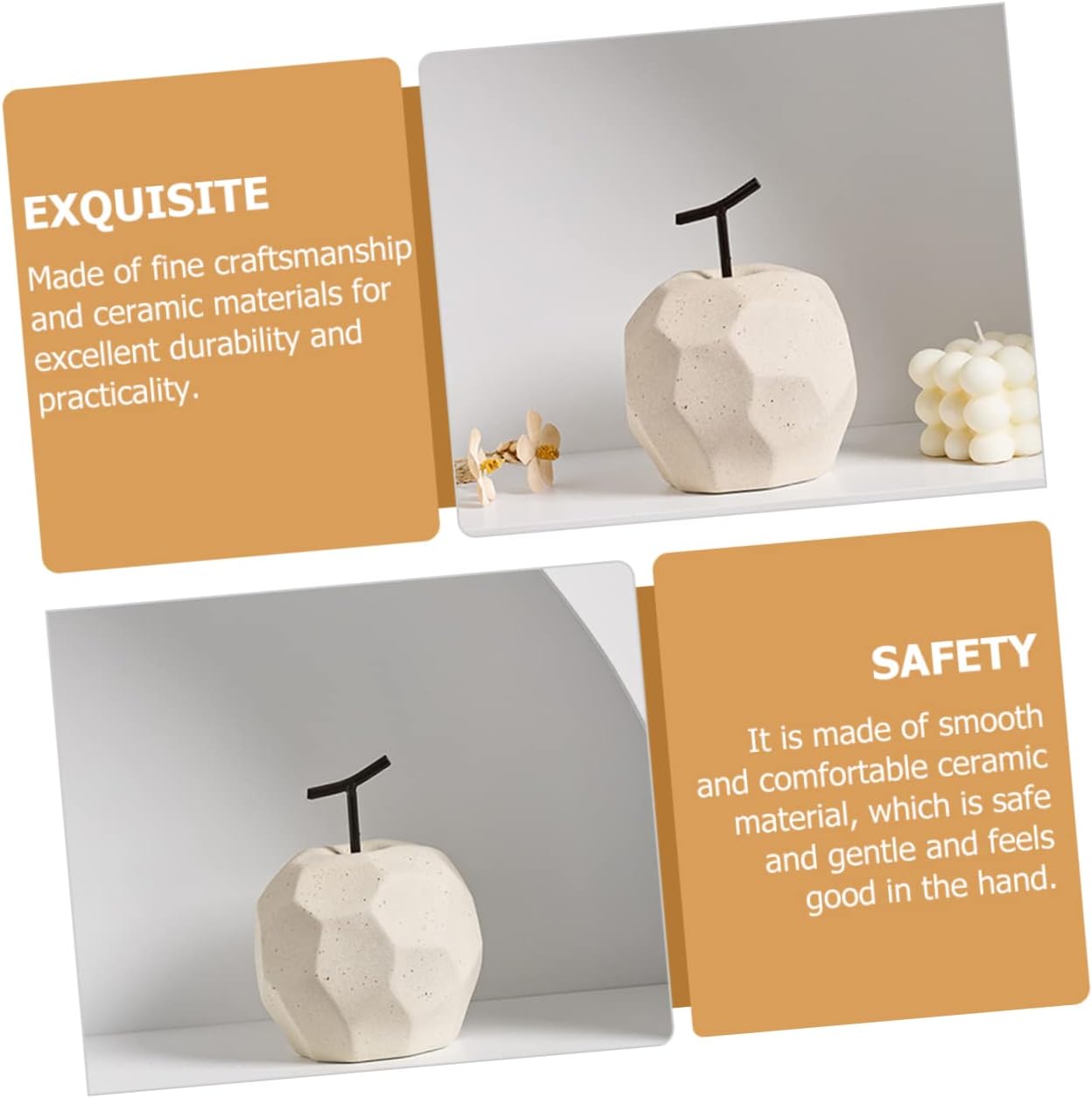 Amosfun 1pc Ceramic Fruit Art Decor for Home Desktop