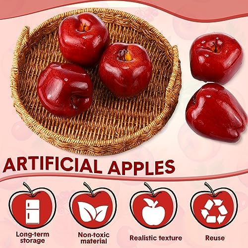 Yunlly 24 Pcs Realistic Artificial Apples Decor