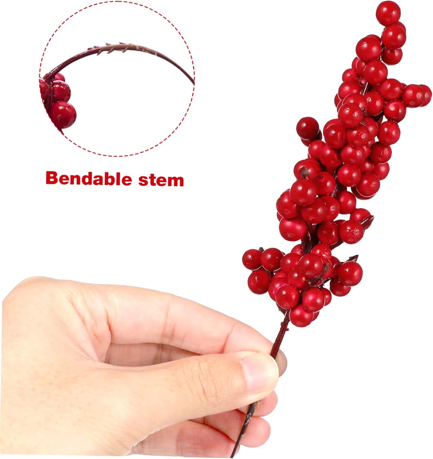 8PCS Artificial Red Berry Branches for Christmas Decor