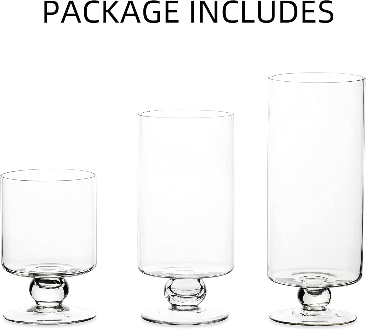 NUPTIO 3pc Set Clear Glass Vases for Centerpieces Decor