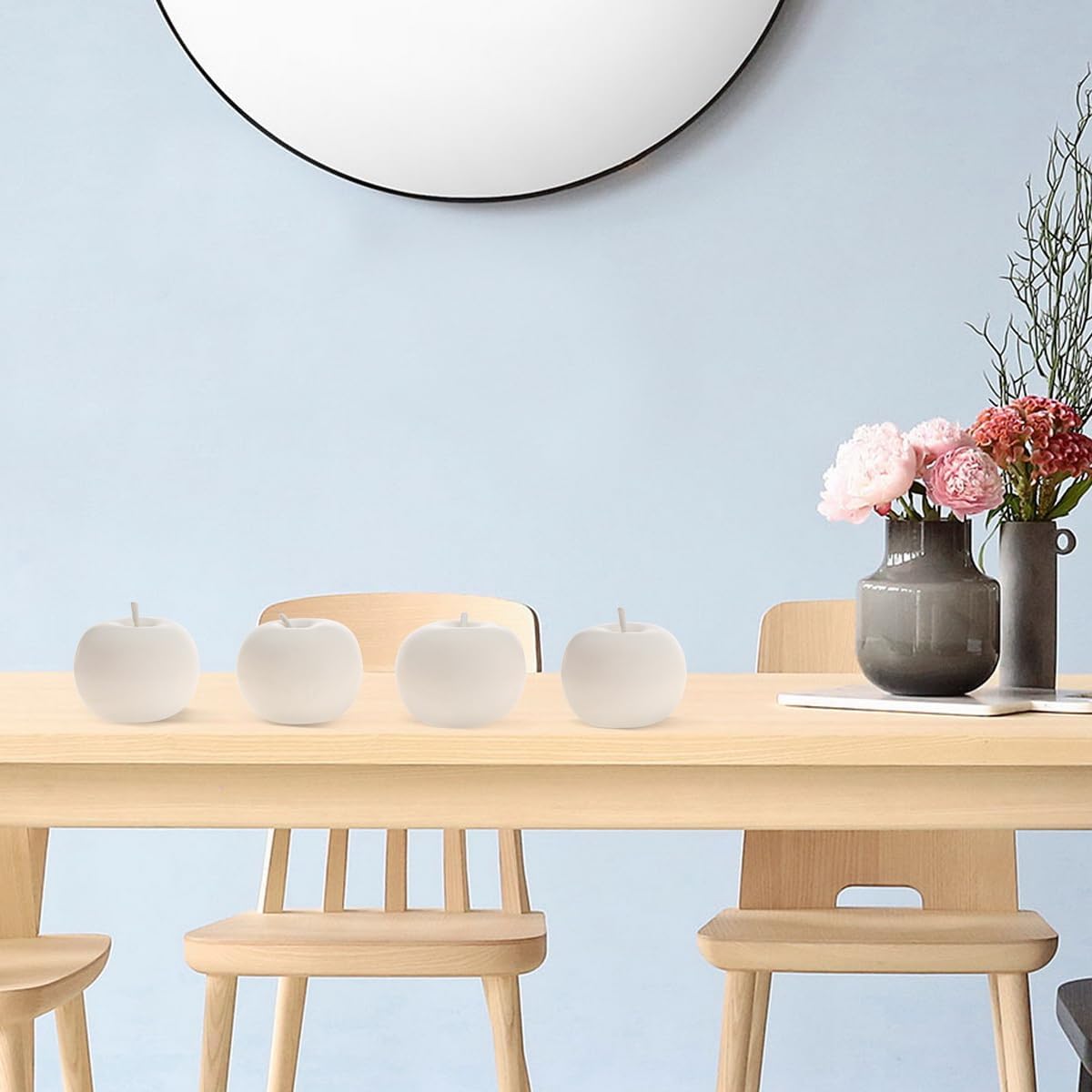 6PCS Artificial White Apple Decor for Home Kitchen Party