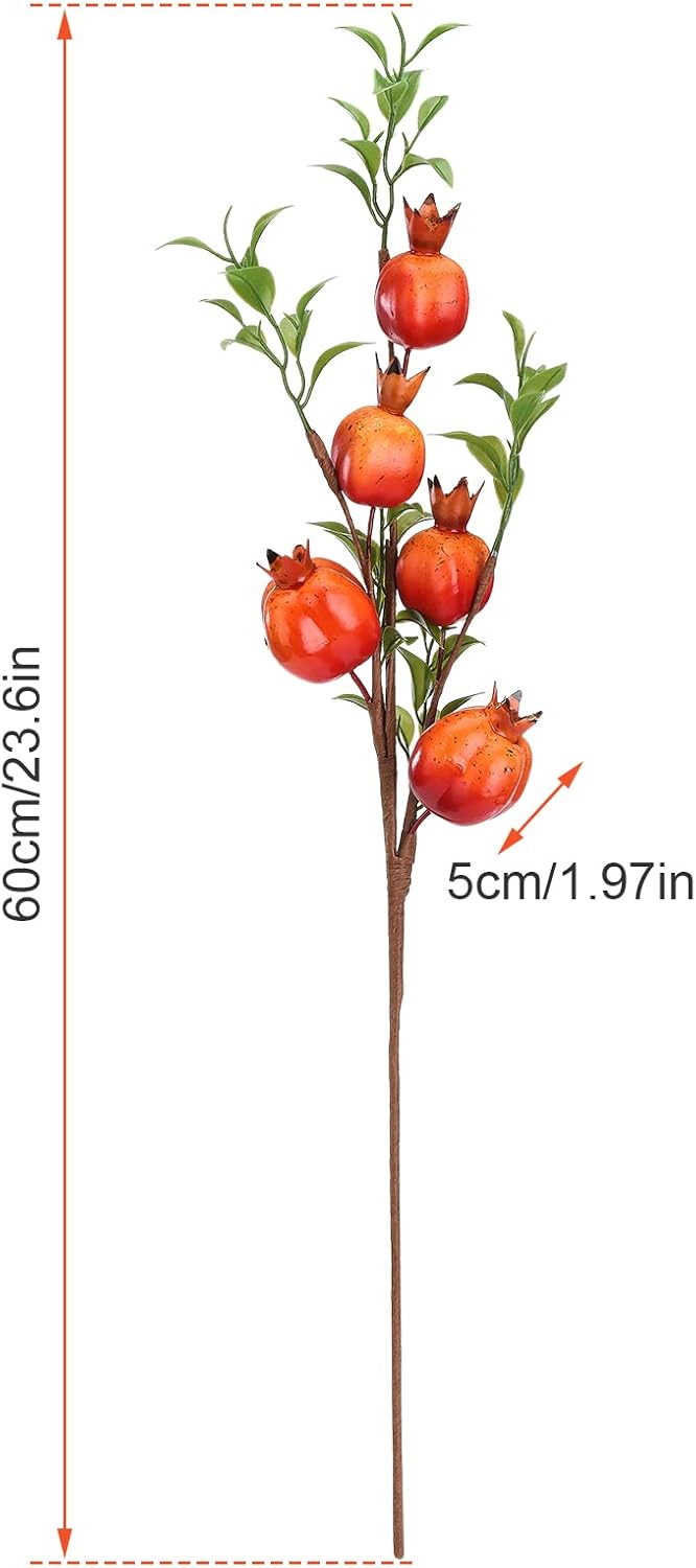 236 Inch Artificial Pomegranate Branch with Fruits and Leaves