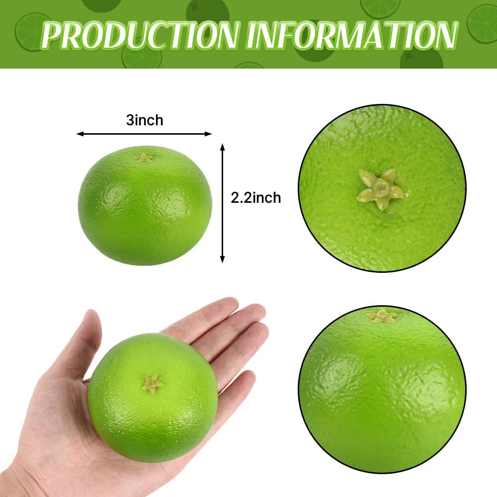 6 Piece Artificial Oranges Set Realistic Green Decor