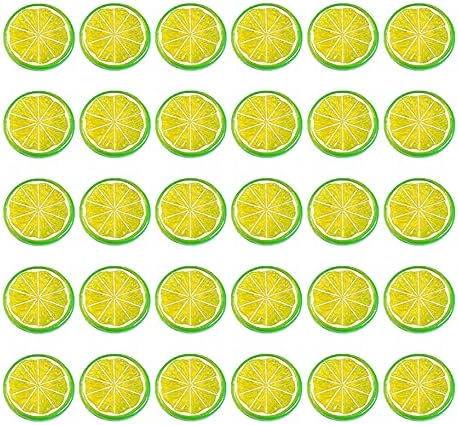 30 Piece Plastic Green Lemon Slices Decorative Artificial Fruit