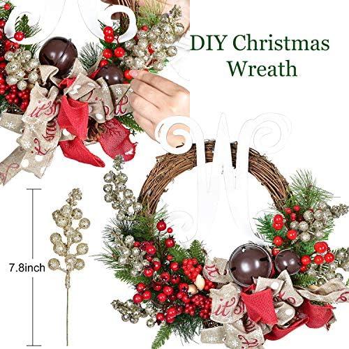 14 Pack Glitter Berry Stems for Christmas Decor