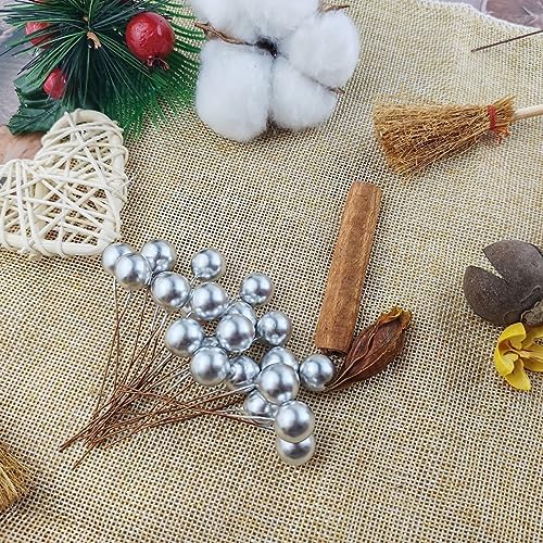 GXXMEI 300PCS Artificial Holly Berries Silver