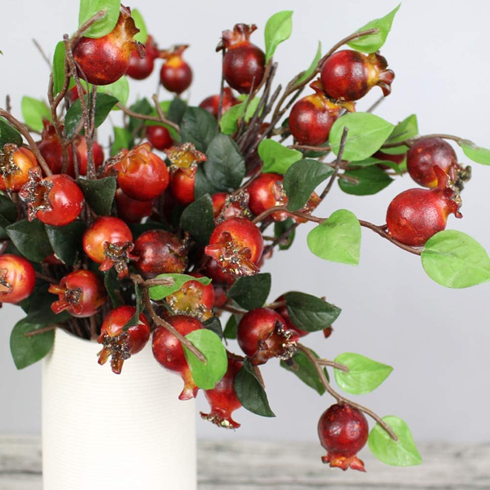 Group of 5 Artificial Rosehip Berries Pomegranate Branches