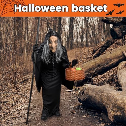 Viorawhite Halloween Party Decor 8pcs Artificial Apples with Basket
