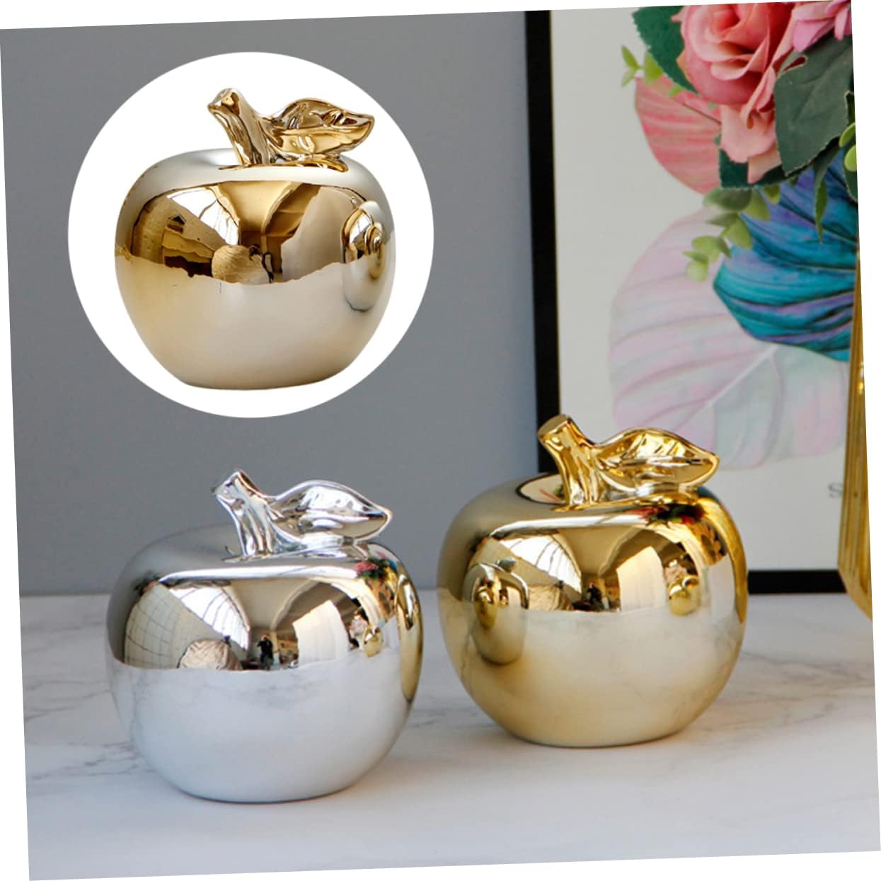 Ciieeo 1pc Resin Apple Ornament for Desktop Kitchen Decor