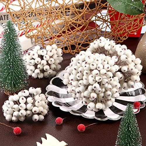 Tatuo 400 Piece Artificial Frosted Holly Berries Fall Decor