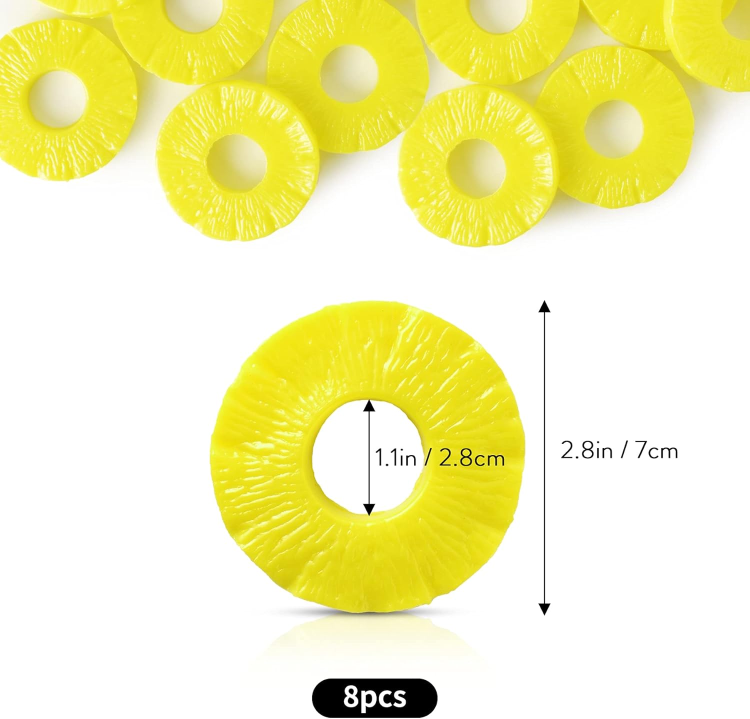 Realistic Artificial Pineapple Slices 8pcs Yellow Decor