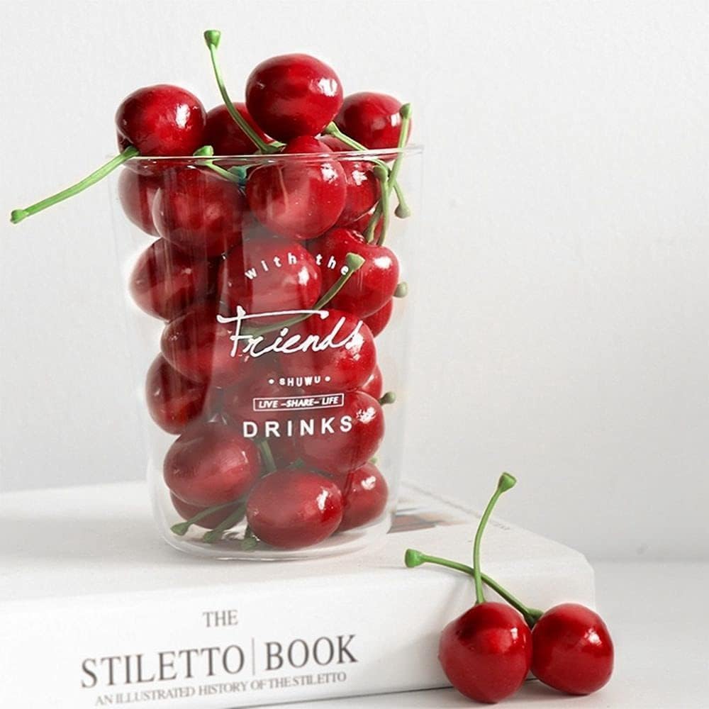 20Pcs Red Artificial Cherries Decoration Decorative Fruit Ornament